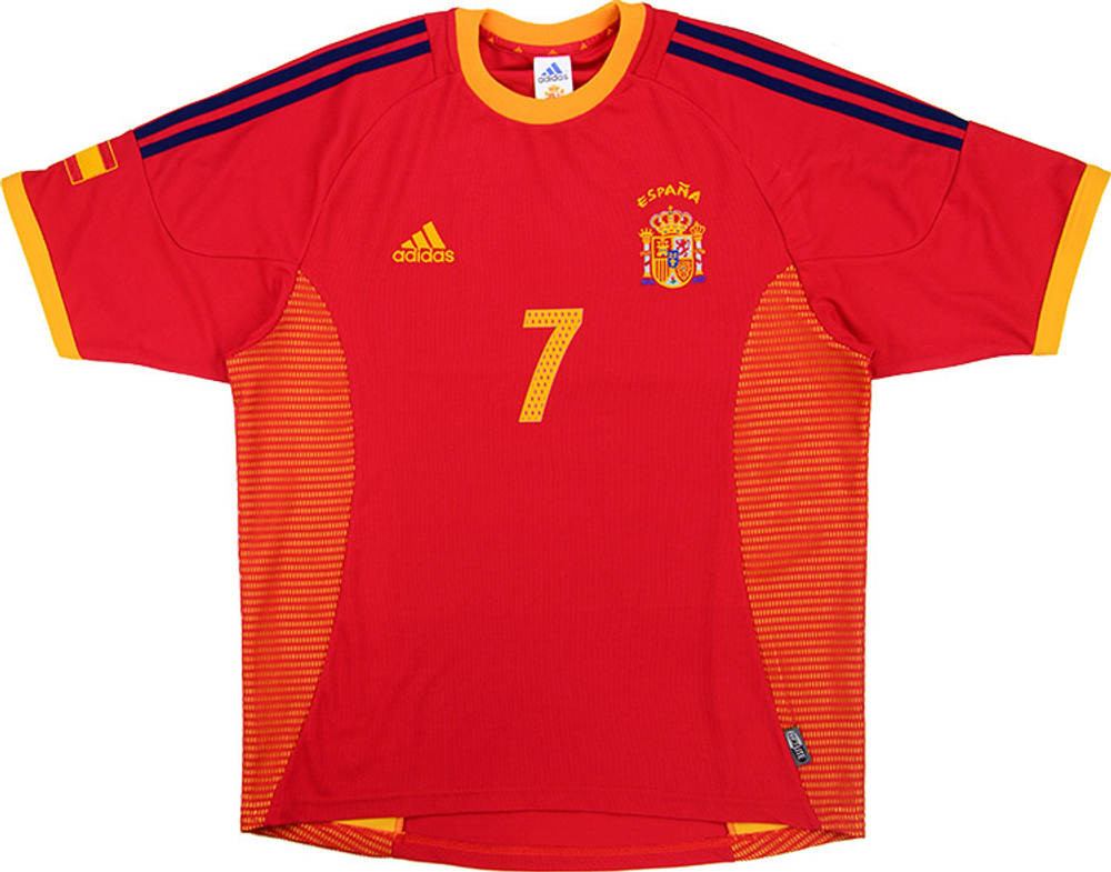2002-04 Spain Home Shirt Raul #7 (Very Good) L-Spain Names & Numbers Korea/Japan 2002 Legends