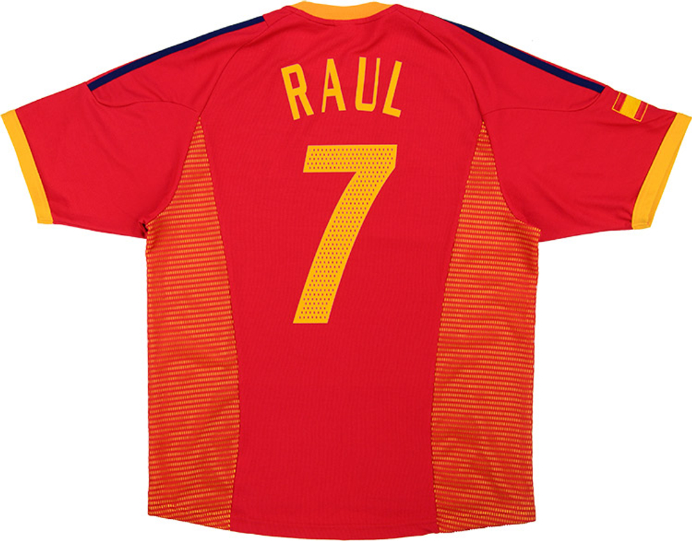2002-04 Spain Home Shirt Raul #7 (Very Good) L-Spain Names & Numbers Korea/Japan 2002 Legends