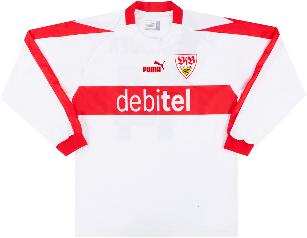 2002-03 Stuttgart Match Issue UEFA Cup Home L/S Shirt Schneider #14 (v Celtic)-Match Worn Shirts Stuttgart Certified Match Worn