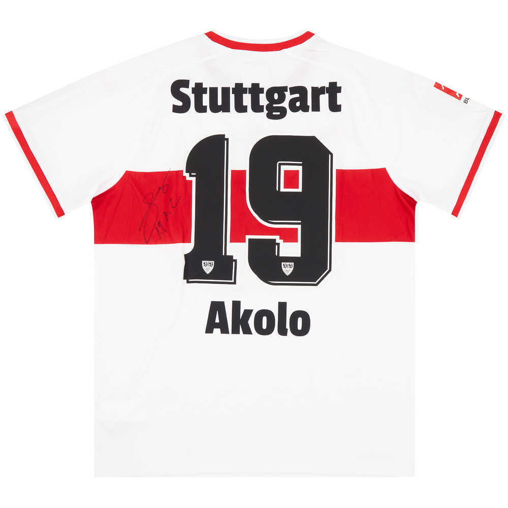2018-19 Stuttgart Match Issue Signed Home Shirt Akolo #19