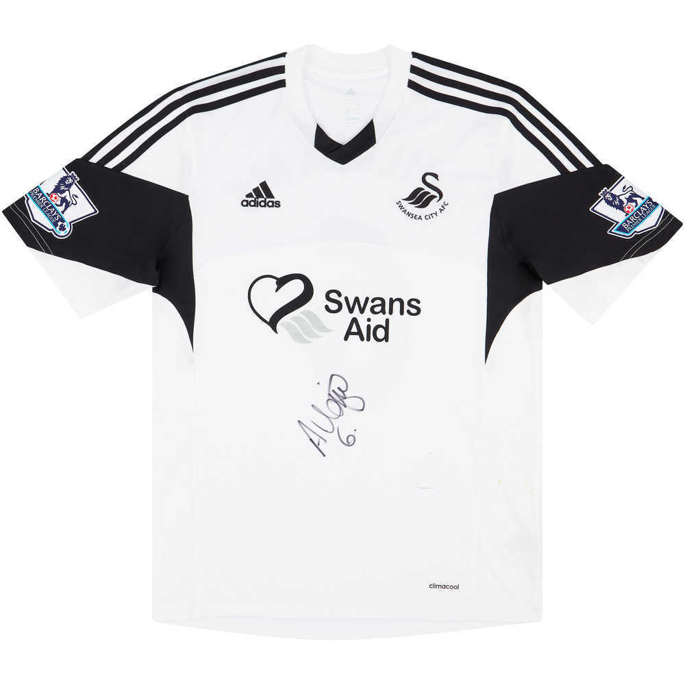 2013-14 Swansea Match Worn Signed Home Shirt Williams #6 (v Palace)