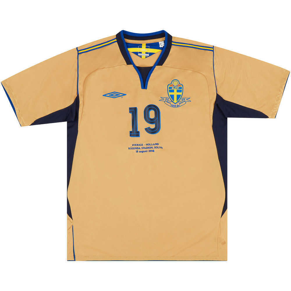 2004 Sweden Match Worn Centenary Shirt Aexandersson #19 (v Holland)