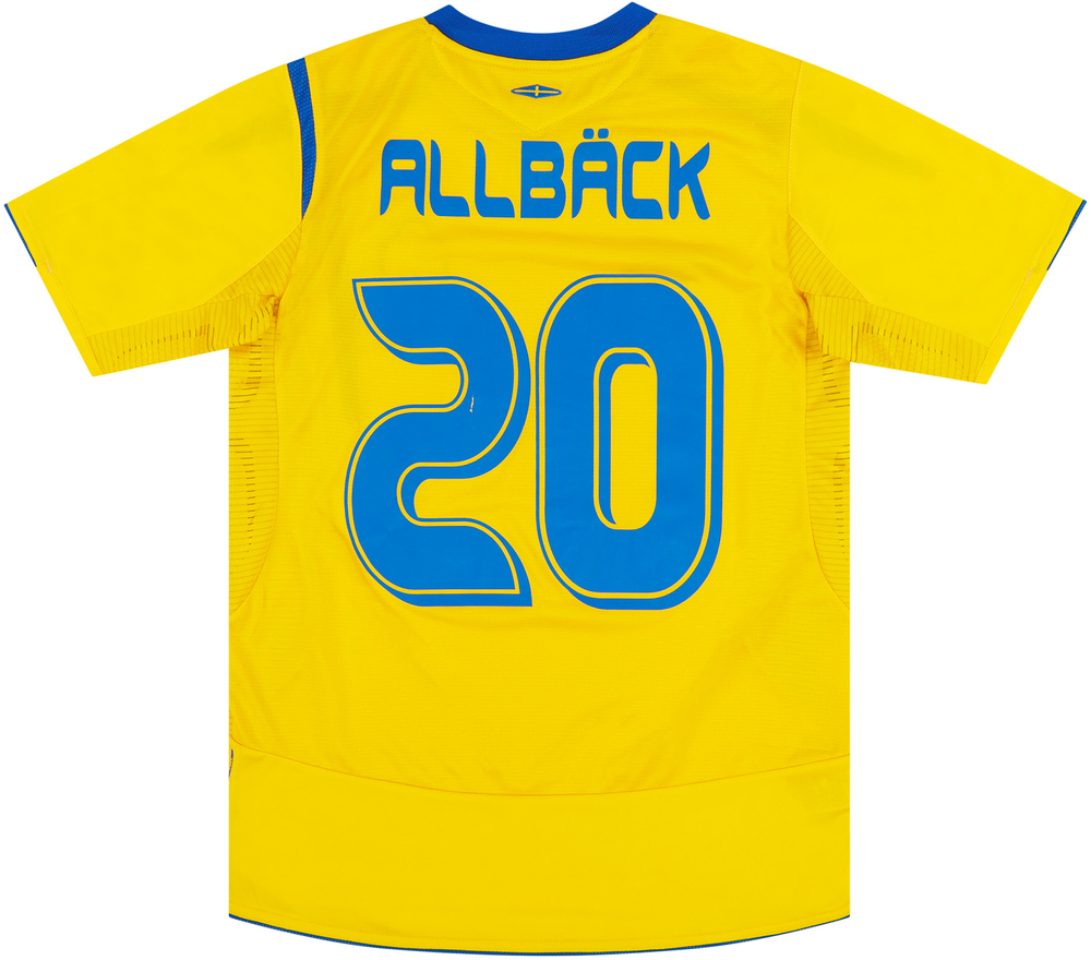 2005-06 Sweden Home Shirt Allbäck #20 (Very Good) S-Sweden Germany 2006 Euro 2020 Printed Shirts  Names & Numbers