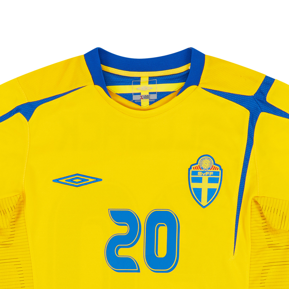 2005-06 Sweden Home Shirt Allbäck #20 (Very Good) S-Sweden Germany 2006 Euro 2020 Printed Shirts  Names & Numbers