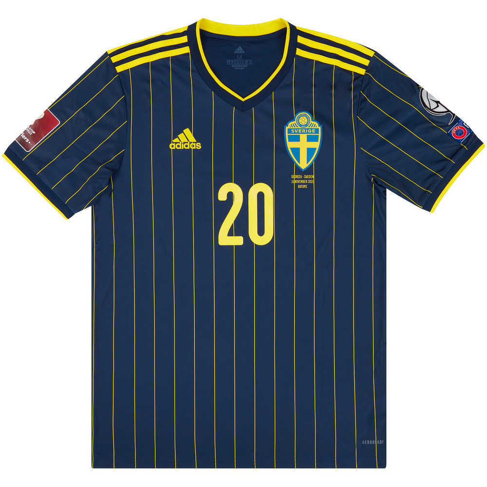 2021 Sweden Match Issue Away Shirt Olsson #20 (v Georgia)