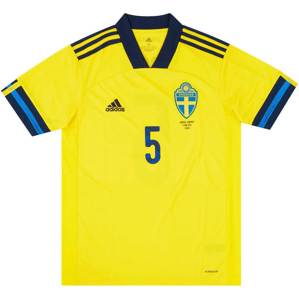 2021 Sweden Match Issue Home Shirt Olsson #5 (v Armenia)