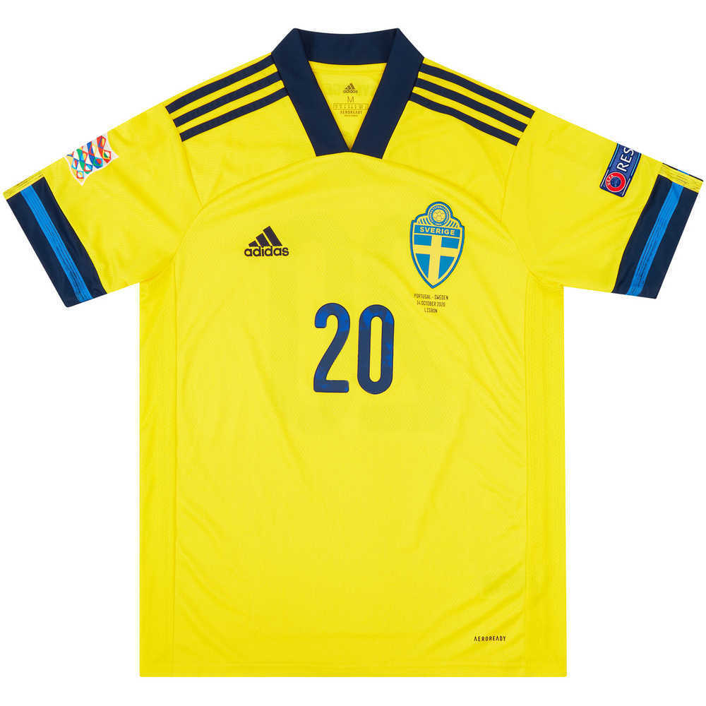 2020 Sweden Match Issue Nations League Home Shirt Olsson #20 (v Portugal)
