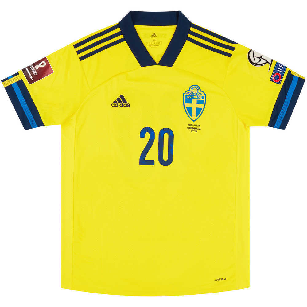 2021 Sweden Match Issue Home Shirt Olsson #20 (v Spain)