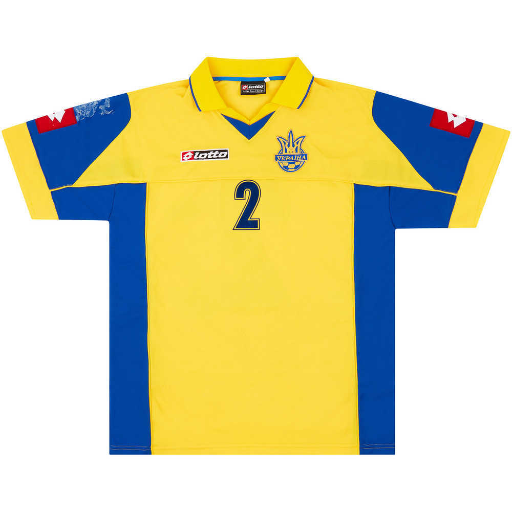 2004 Ukraine Match Worn Home Shirt #2 (Nesmachnyi) v Denmark