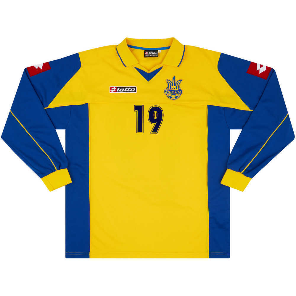 2005 Ukraine Match Issue Home L/S Shirt #19 (Rotan) v Denmark