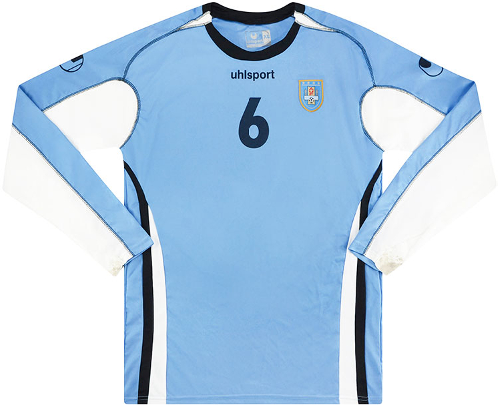 2005-06 Uruguay Match Issue Home L/S Shirt #6 (Lima) v England-Match Worn Shirts Uruguay Certified Match Worn Long-Sleeves