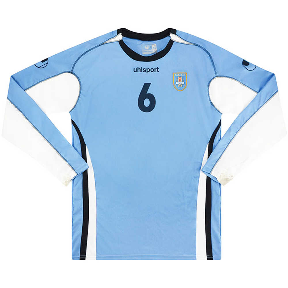 2005-06 Uruguay Match Issue Home L/S Shirt #6 (Lima) v England