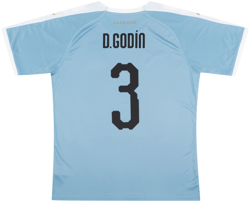 2019-20 Uruguay Home Shirt D.Godín #3 *w/Tags*-Names & Numbers Uruguay New Clearance Current Stars
