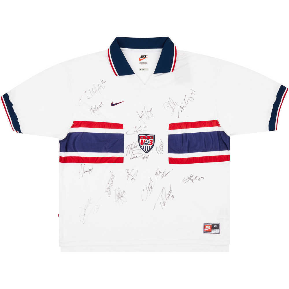 1995-98 USA Signed Home Shirt (Excellent) XL