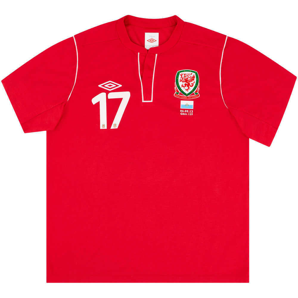 2013 Wales U-21 Match Worn Home Shirt #17 (v San Marino)