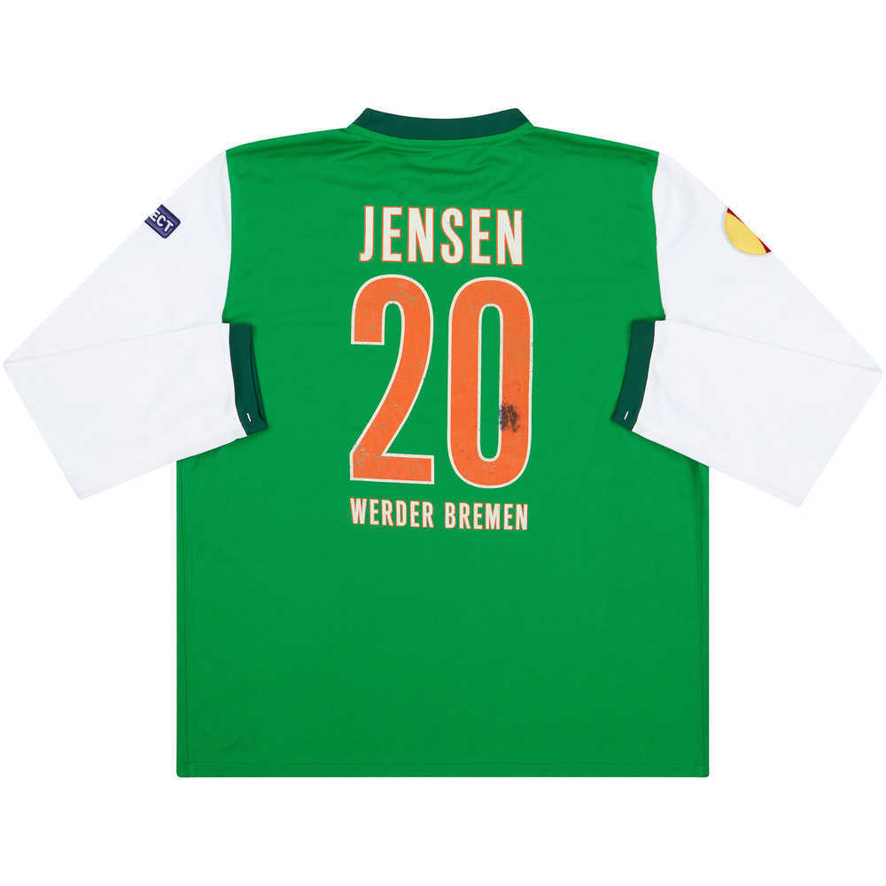 2009-10 Werder Bremen Match Issue Europa League Home L/S Shirt Jensen #20