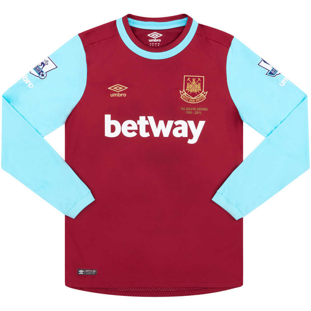 2015-16 West Ham 'Boleyn' Home L/S Shirt (Very Good) M