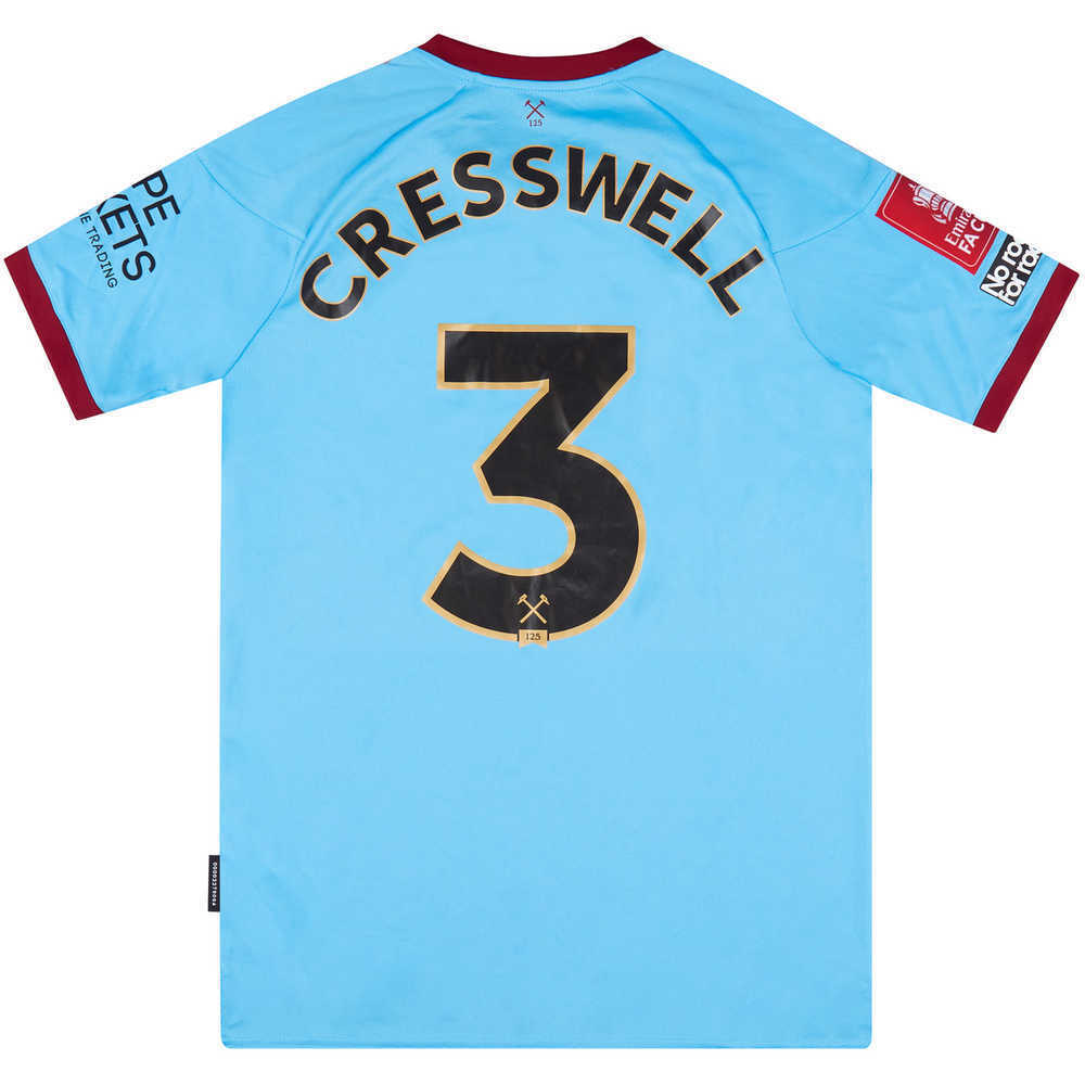 2020-21 West Ham Match Worn FA Cup Away Shirt Cresswell #3 (v Man Utd)