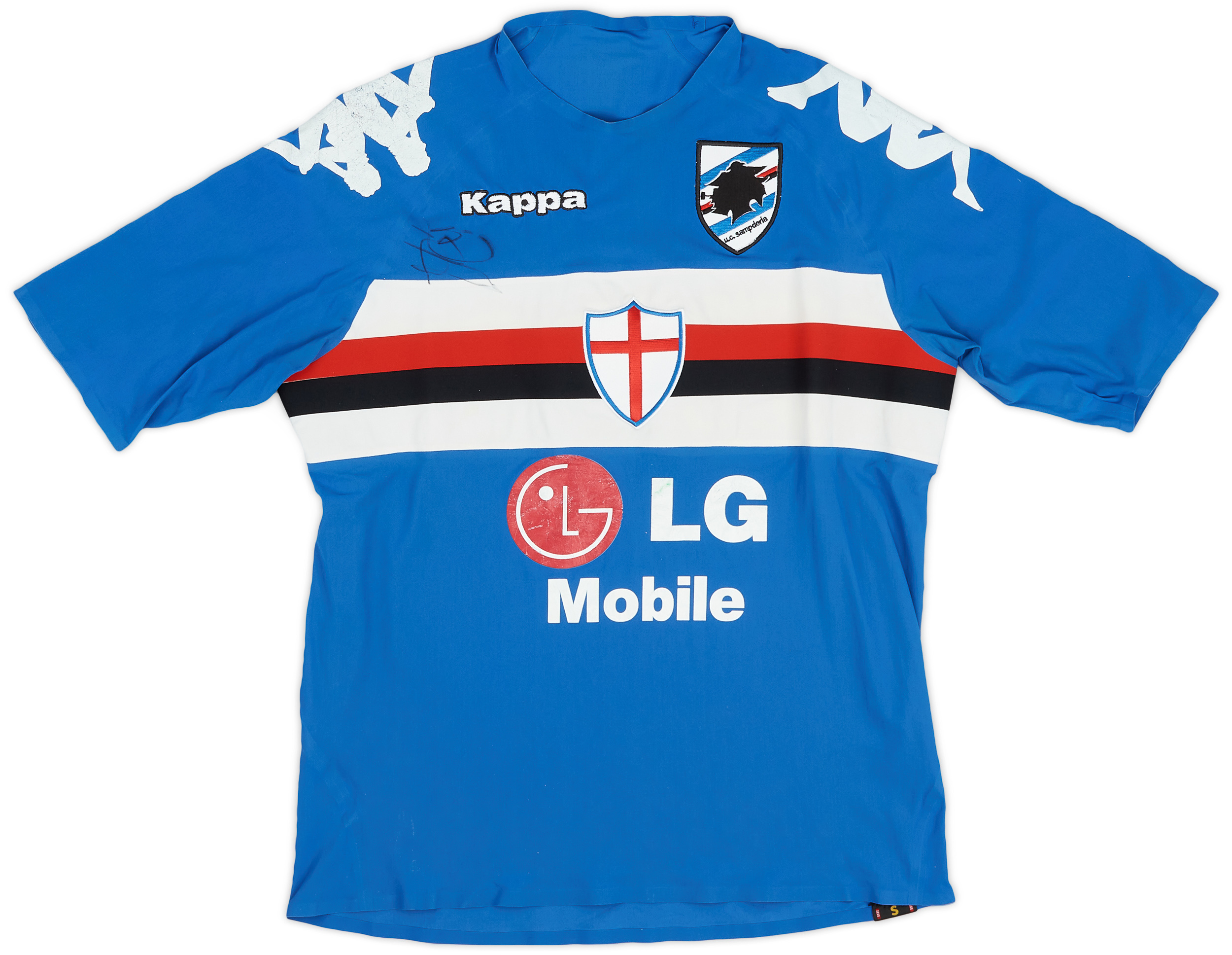 2005-07 Sampdoria Player Issue Signed 'Coppa Italia' Home Shirt - 6/10 - ()