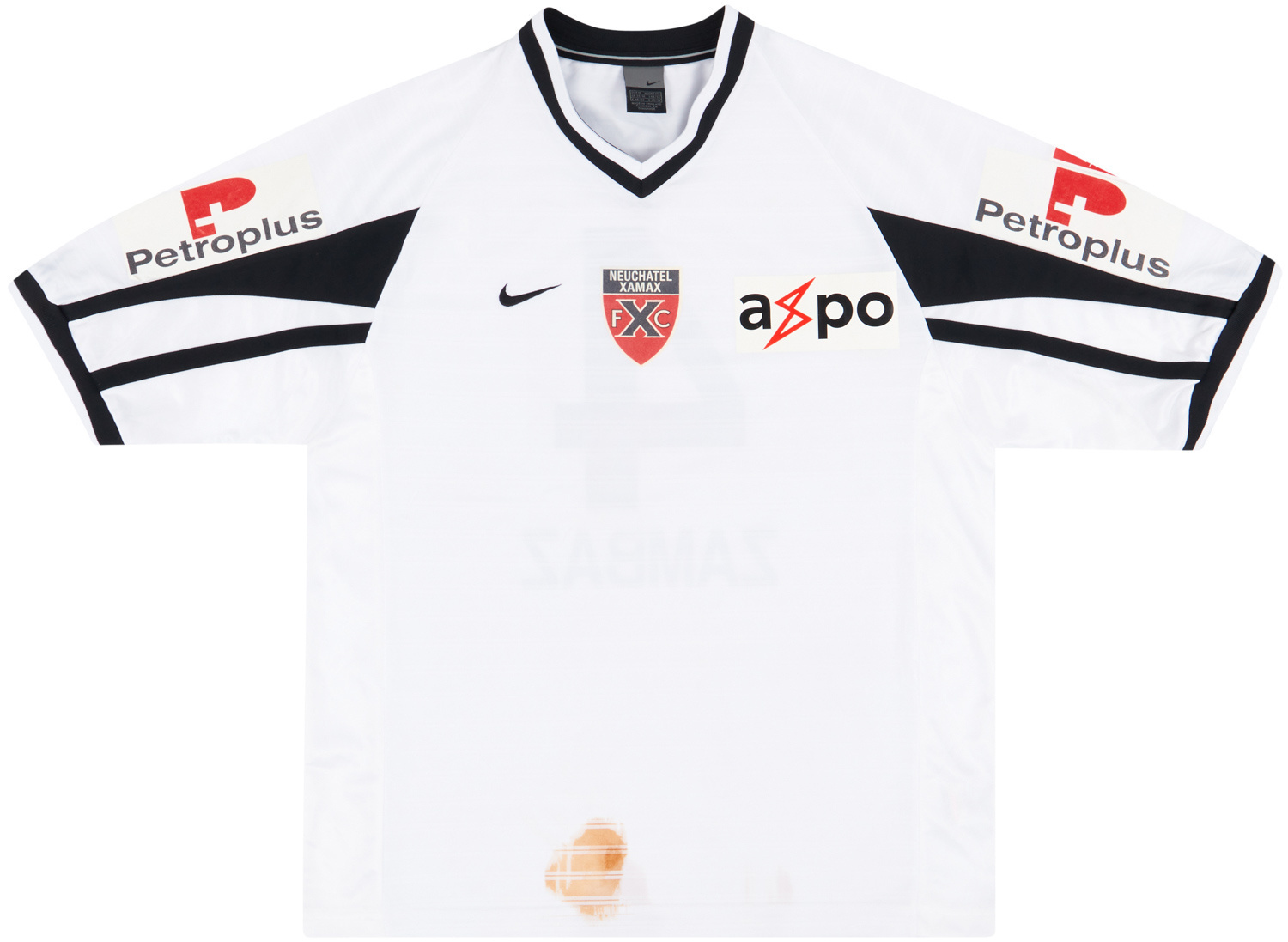 2002-03 Neuchatel Xamax Match Worn Away Shirt Zambaz #4 (v Benfica)